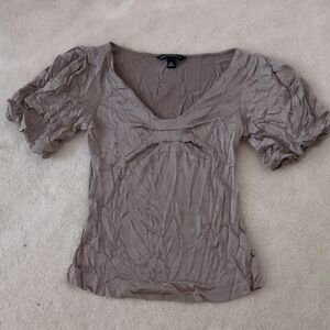 Banana Republic Gray Puff Sleeve Ruched Blouse